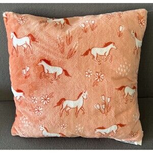 The Big One Kids 16" x 16" Plush Throw Square Pillow Pink Horse New